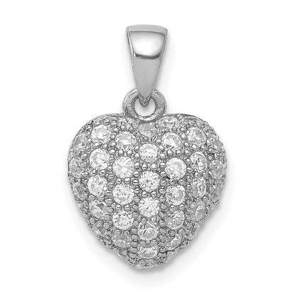 Sterlingsilber Rhodiniert Zirkonia Mikro Pavé Herz Anhänger