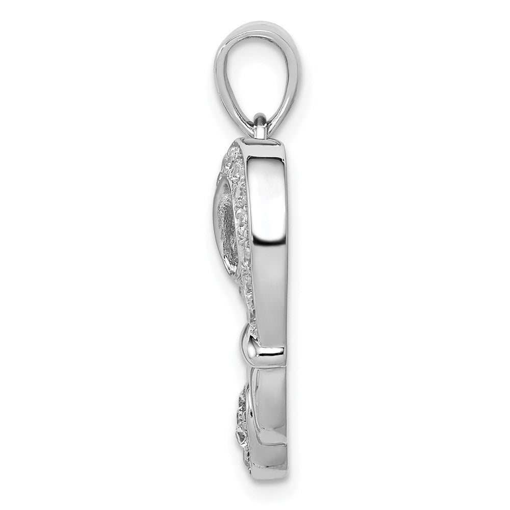Sterlingsilber Rhodiniert Zirkonia Herz Claddagh Anhänger