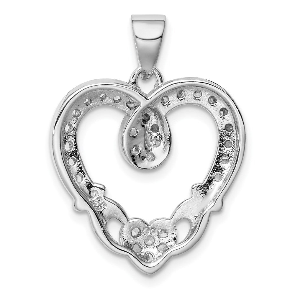 Sterlingsilber Rhodiniert Zirkonia Herz Claddagh Anhänger