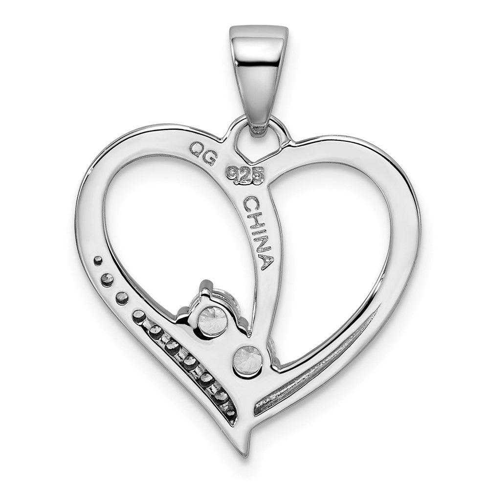 Sterlingsilber Rhodiniert Zirkonia Herz Anhänger