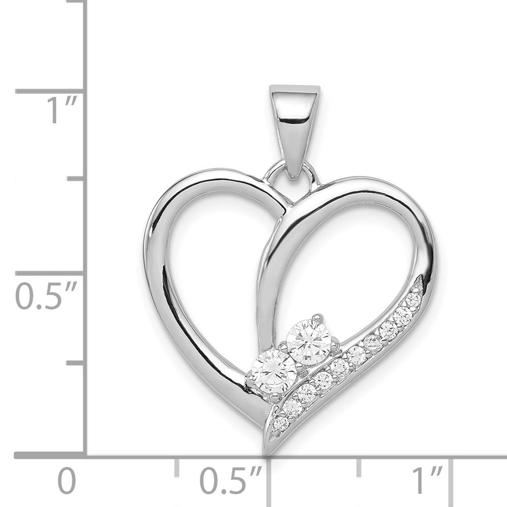 Sterlingsilber Rhodiniert Zirkonia Herz Anhänger