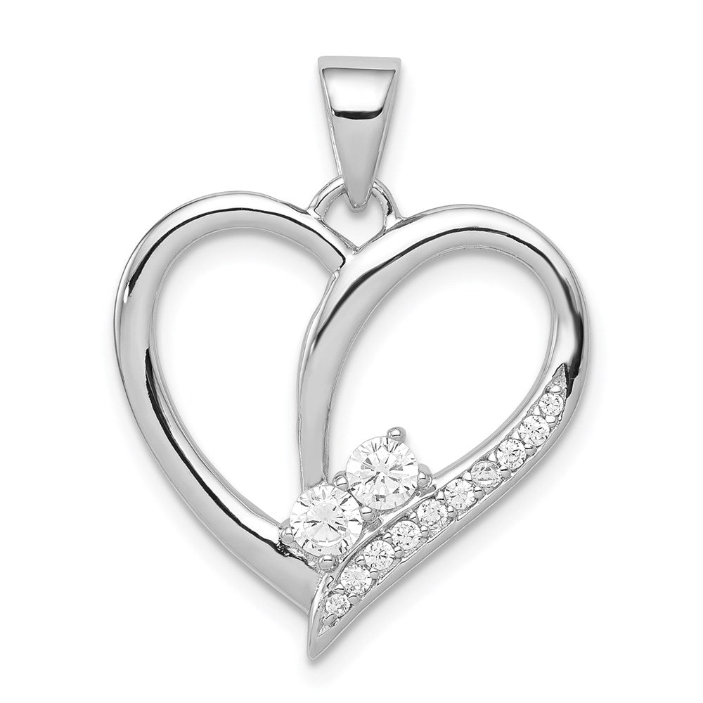 Sterlingsilber Rhodiniert Zirkonia Herz Anhänger
