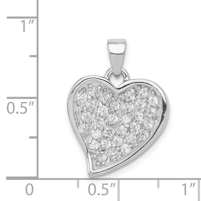 Sterlingsilber Poliert Rhodium Beschichtung Zirkonia Herz Anhänger