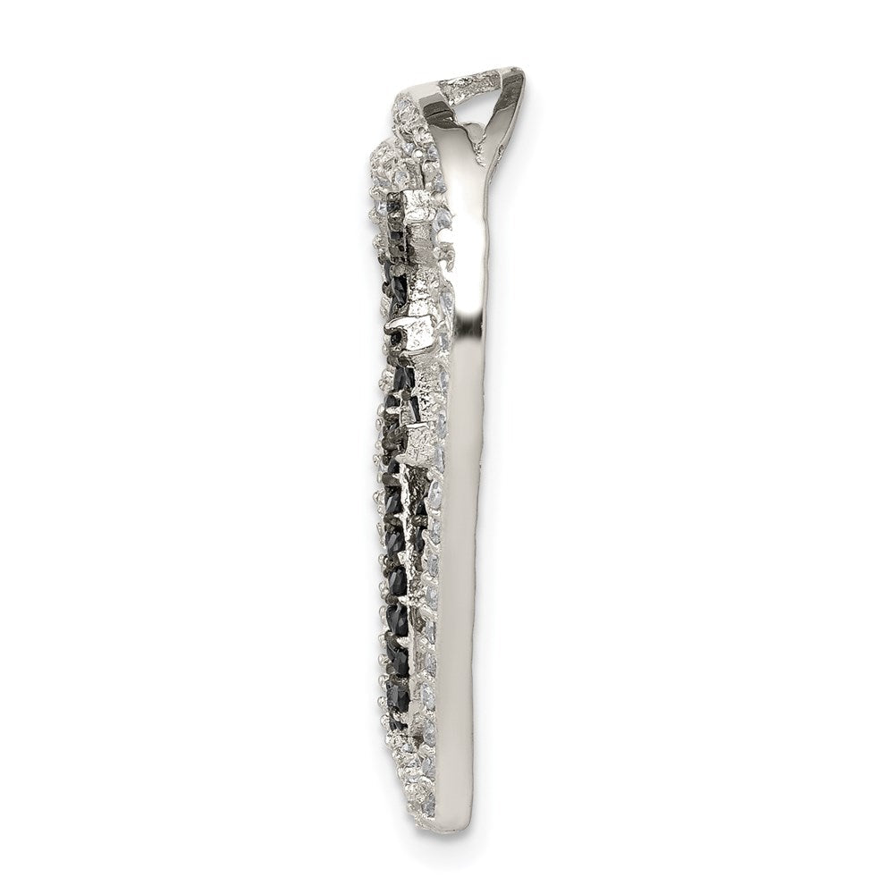 Sterlingsilber Schwarz/white Rhodiniert Zirkonia Liebe in Herz Kette Anhänger
