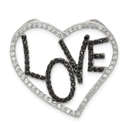 Sterlingsilber Schwarz/white Rhodiniert Zirkonia Liebe in Herz Kette Anhänger