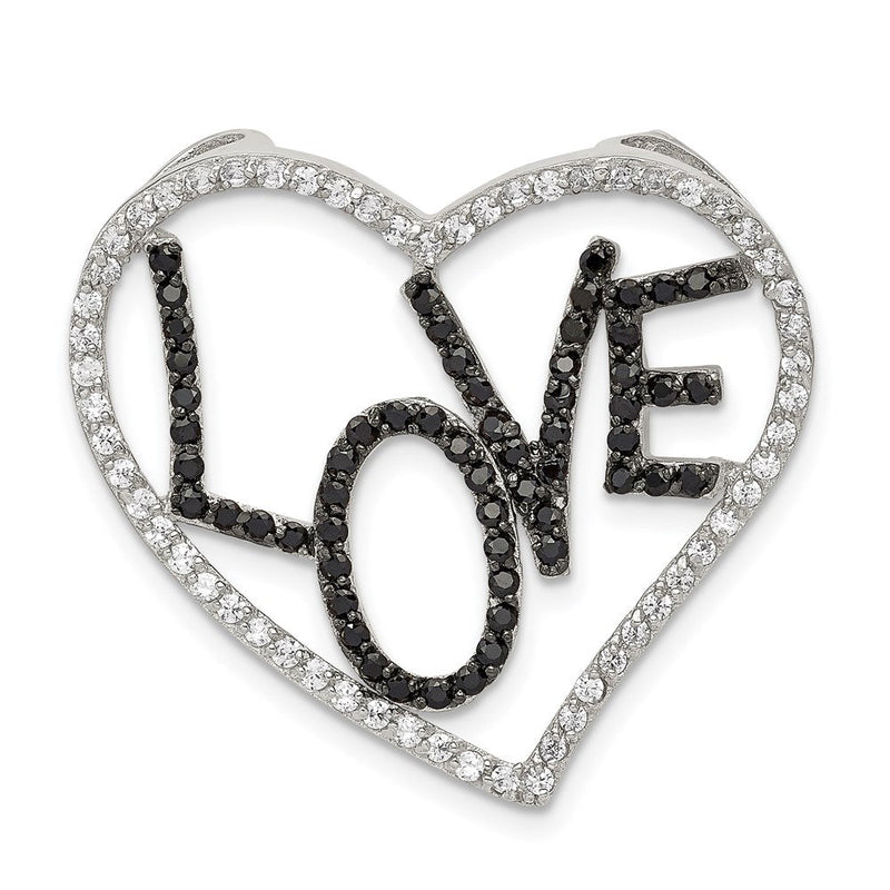 Sterlingsilber Schwarz/white Rhodiniert Zirkonia Liebe in Herz Kette Anhänger