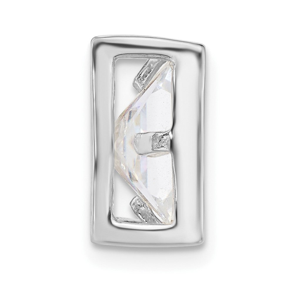 Sterlingsilber Poliert Groß Quadratisch Geformt Zirkonia Kette Anhänger