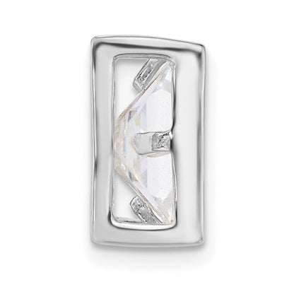 Sterlingsilber Poliert Groß Quadratisch Geformt Zirkonia Kette Anhänger