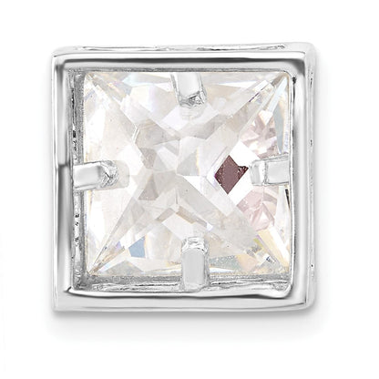 Sterlingsilber Poliert Groß Quadratisch Geformt Zirkonia Kette Anhänger