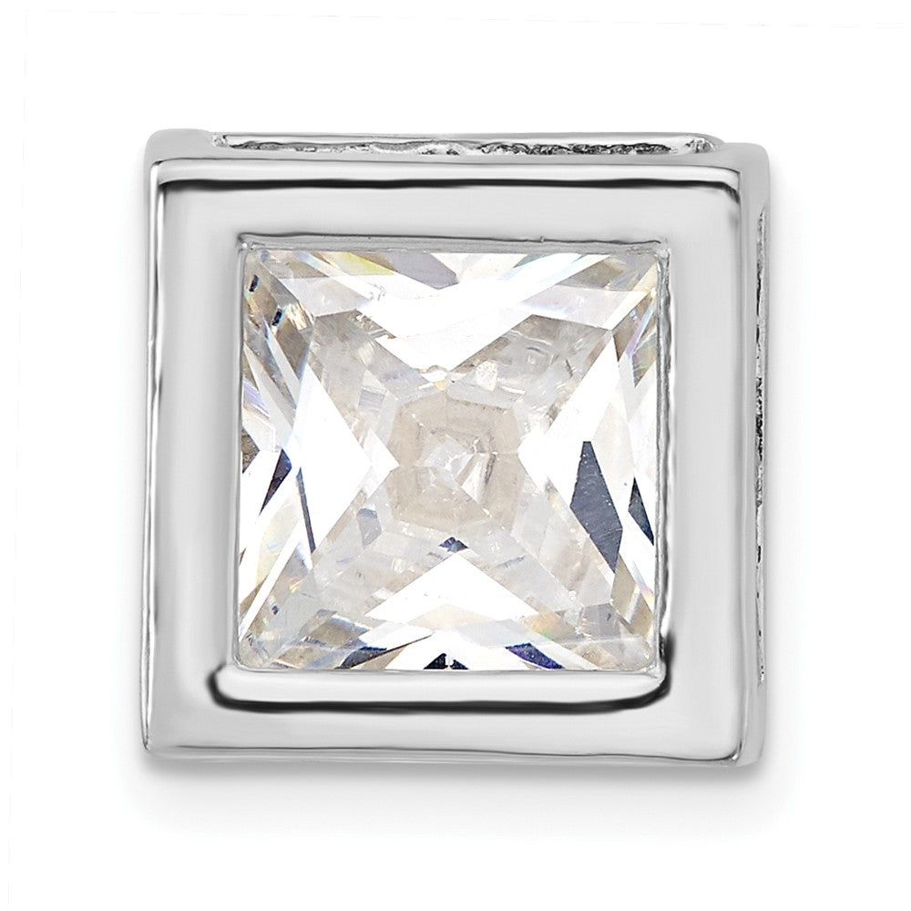 Sterlingsilber Poliert Groß Quadratisch Geformt Zirkonia Kette Anhänger