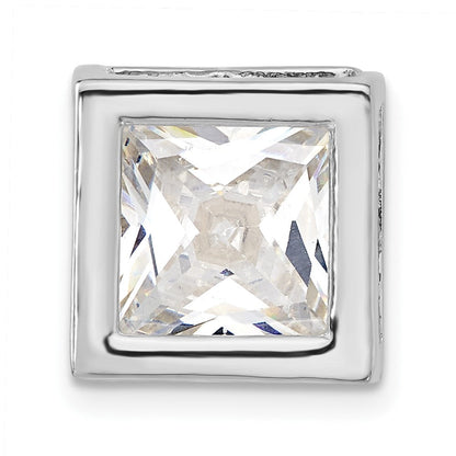Sterlingsilber Poliert Groß Quadratisch Geformt Zirkonia Kette Anhänger