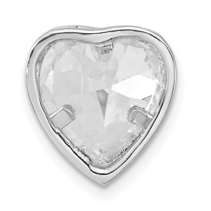 Sterlingsilber Poliert Groß Herz Geformt Zirkonia Kette Anhänger