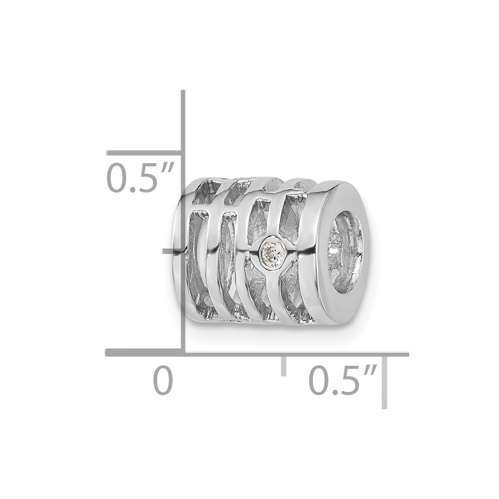 Sterlingsilber Poliert Zirkonia Perle