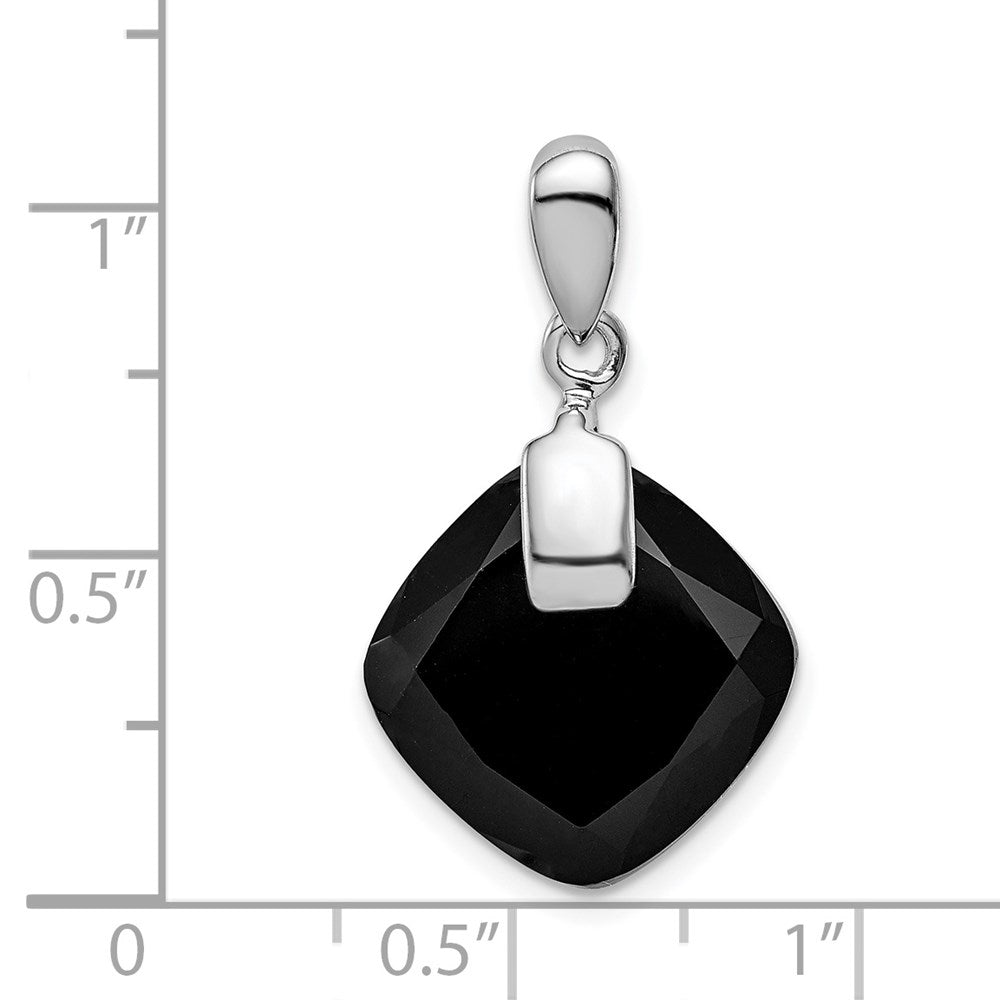Sterlingsilber Rhodiniert Schwarz Achat Anhänger