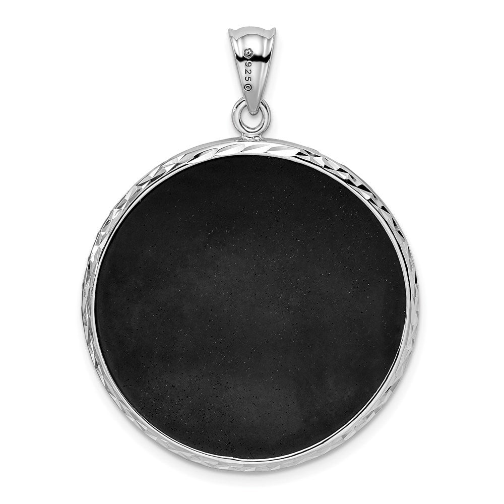 Sterlingsilber Rhodiniert Filigran Diamantiert Onyx Kreis Hängend Anhänger