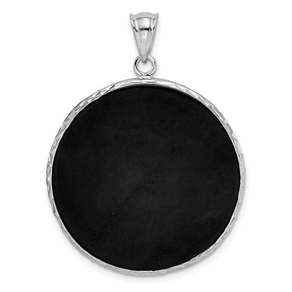 Sterlingsilber Rhodiniert Filigran Diamantiert Starburst Onyx Kreis Hängend Anhänger