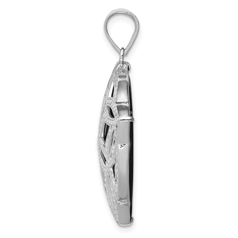 Sterlingsilber Rhodiniert Fantasie Diamantiert Onyx Anhänger