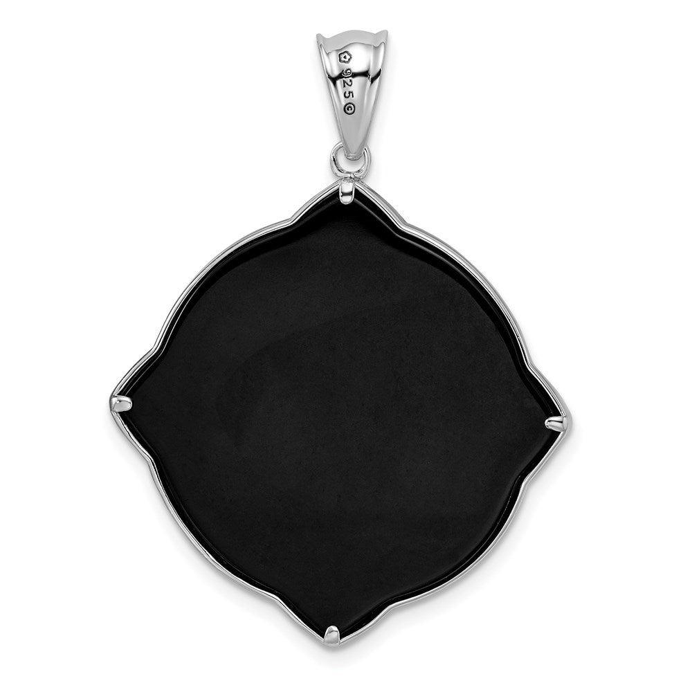 Sterlingsilber Rhodiniert Fantasie Diamantiert Onyx Anhänger