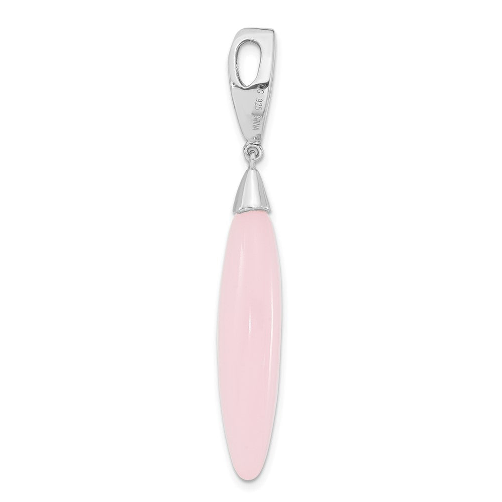 Sterlingsilber Poliert Zirkonia & Rosa Glas Anhänger
