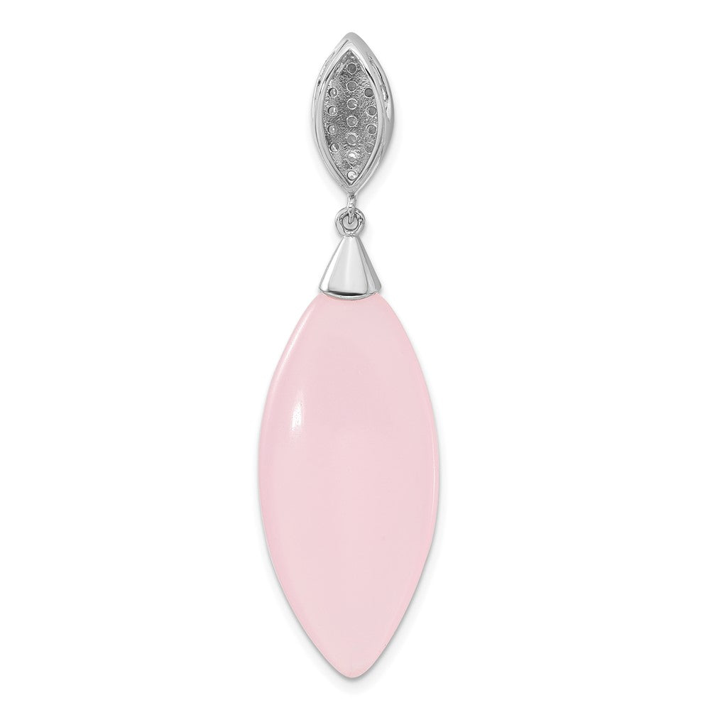 Sterlingsilber Poliert Zirkonia & Rosa Glas Anhänger