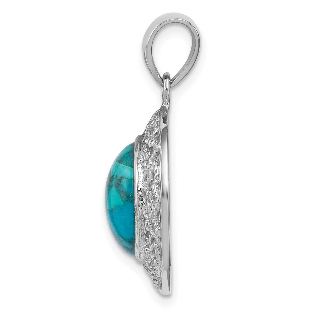 Sterlingsilber Rhodiniert mit Reconstituted Türkis Anhänger