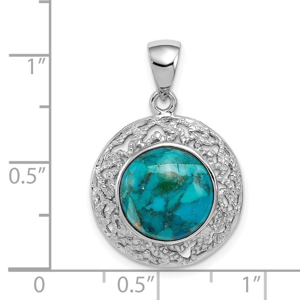 Sterlingsilber Rhodiniert mit Reconstituted Türkis Anhänger