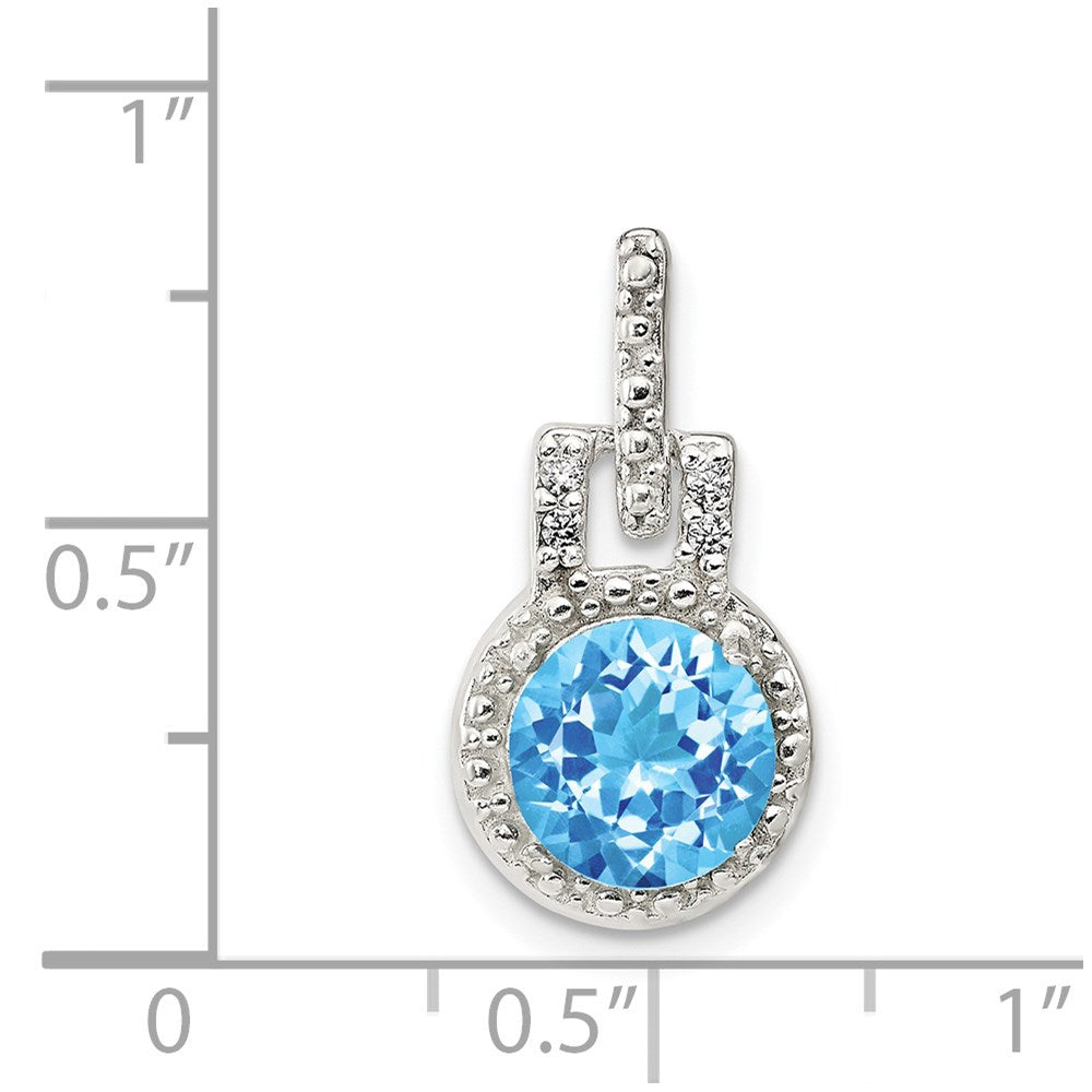 Sterlingsilber Poliert Topas und Weiß Zirkonia Anhänger