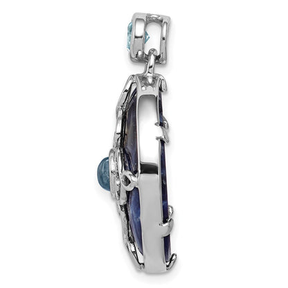 Sterlingsilber Rhodiniert mit Sodalite & Blautopas Anhänger