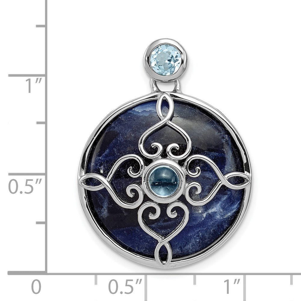 Sterlingsilber Rhodiniert mit Sodalite & Blautopas Anhänger