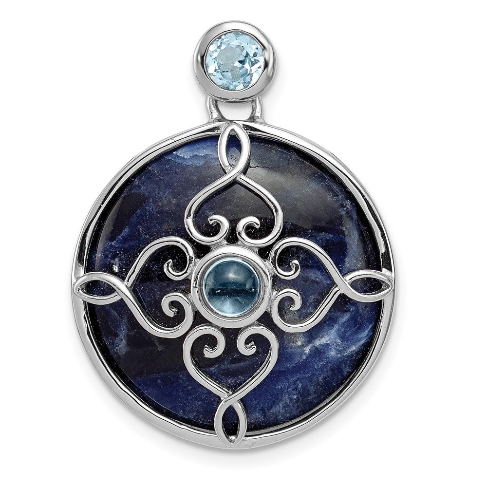 Sterlingsilber Rhodiniert mit Sodalite & Blautopas Anhänger