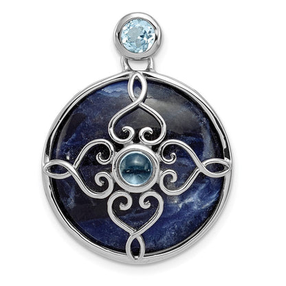 Sterlingsilber Rhodiniert mit Sodalite & Blautopas Anhänger