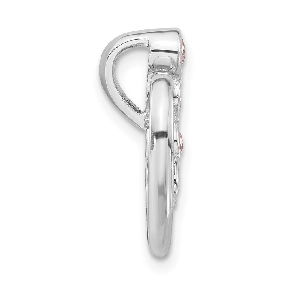 Sterlingsilber Poliert Rosa Zirkonia Herz Kette Anhänger