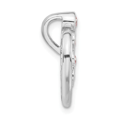 Sterlingsilber Poliert Rosa Zirkonia Herz Kette Anhänger