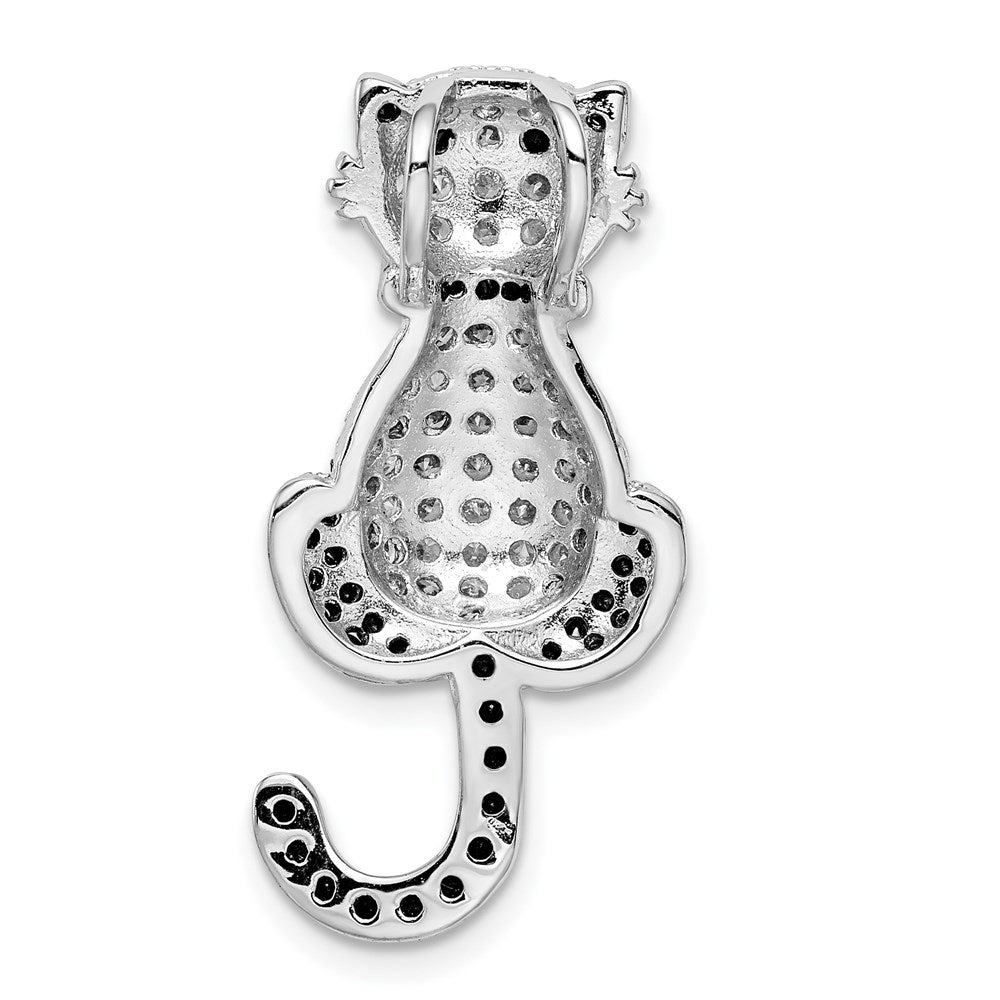 Sterlingsilber Rhodiniert Zirkonia Katze Anhänger