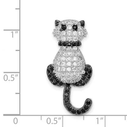 Sterlingsilber Rhodiniert Zirkonia Katze Anhänger