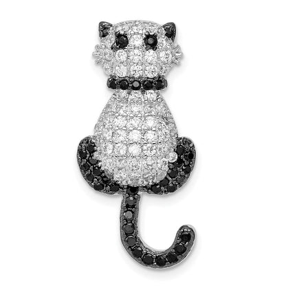 Sterlingsilber Rhodiniert Zirkonia Katze Anhänger