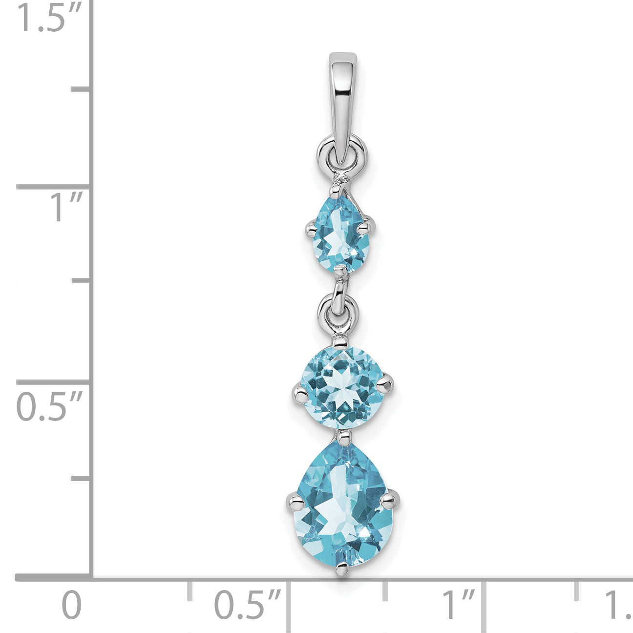 Sterlingsilber Rhodiniert Blautopas Anhänger