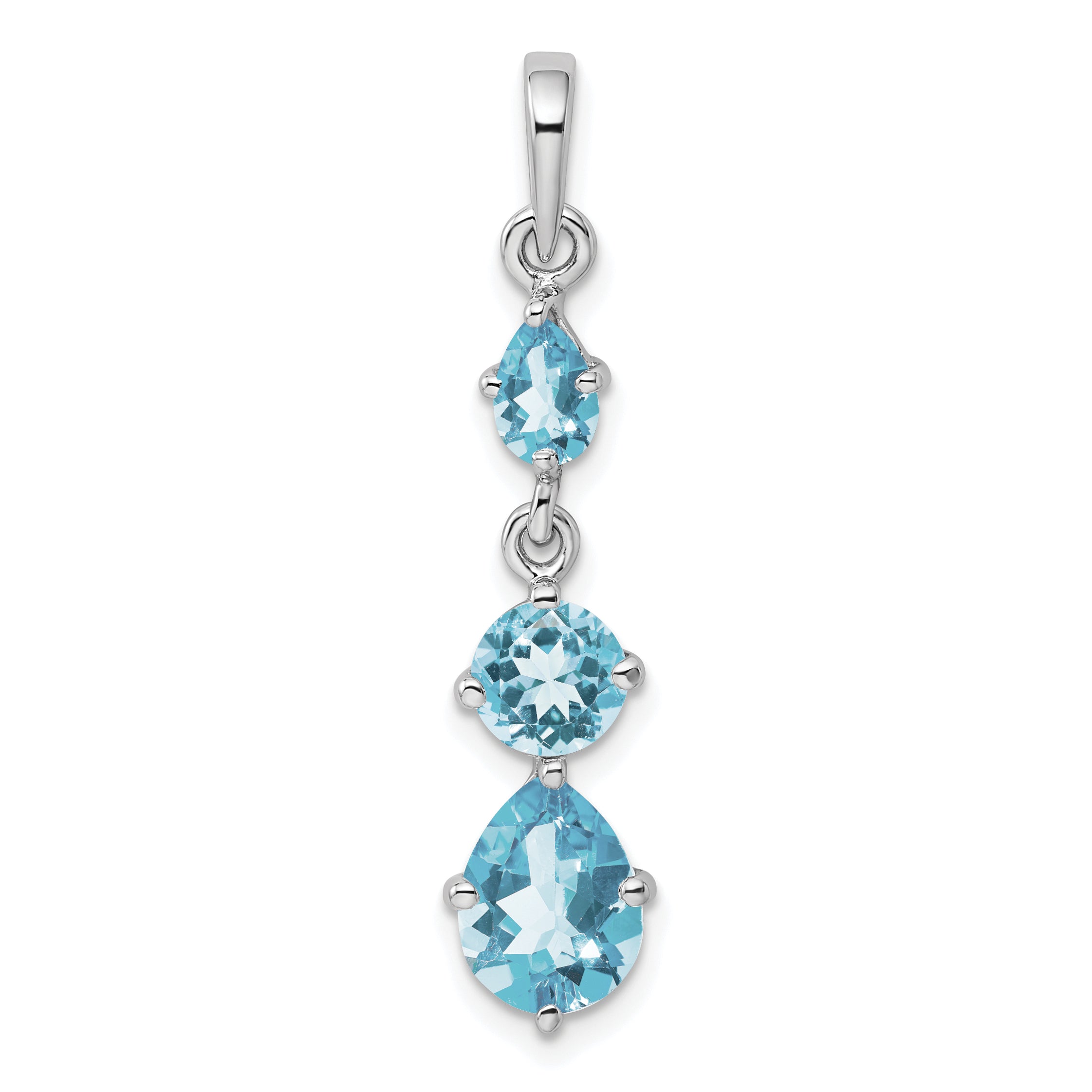 Sterlingsilber Rhodiniert Blautopas Anhänger