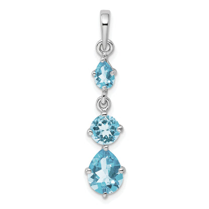 Sterlingsilber Rhodiniert Blautopas Anhänger