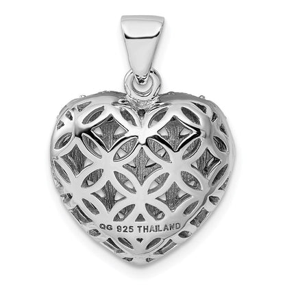 Sterlingsilber Rhodiniert mit Granat Herz Anhänger