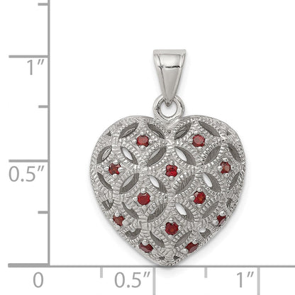 Sterlingsilber Rhodiniert mit Granat Herz Anhänger