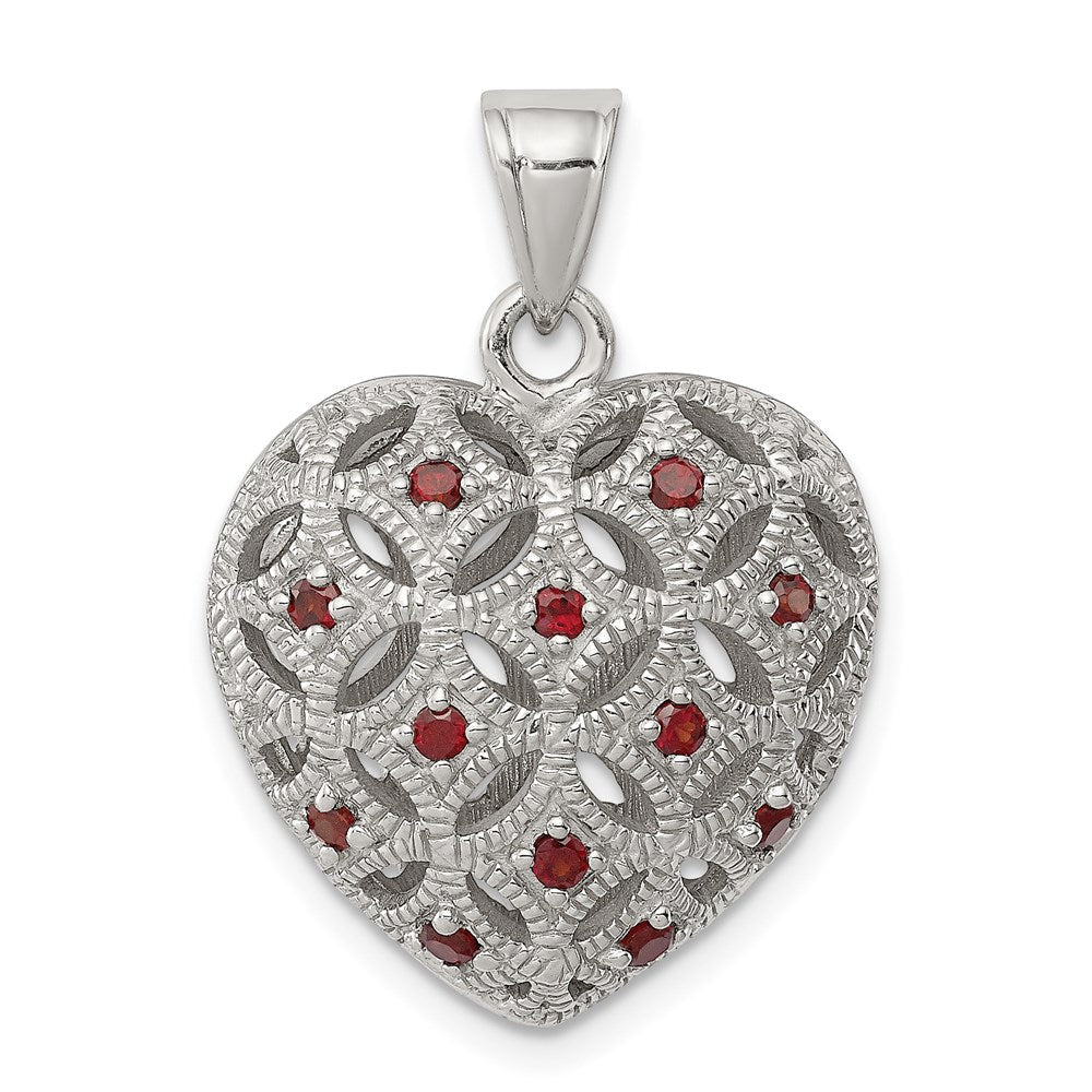 Sterlingsilber Rhodiniert mit Granat Herz Anhänger