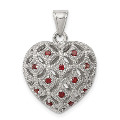 Sterlingsilber Rhodiniert mit Granat Herz Anhänger