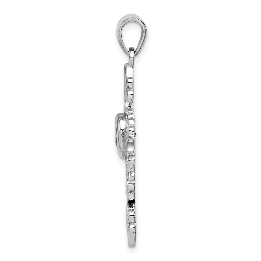 Sterlingsilber Rhodiniert Amethyst Kreuz Anhänger