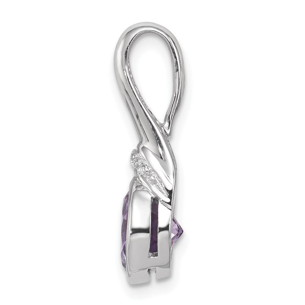 Sterlingsilber Rhodiniert Zirkonia und Amethyst Anhänger