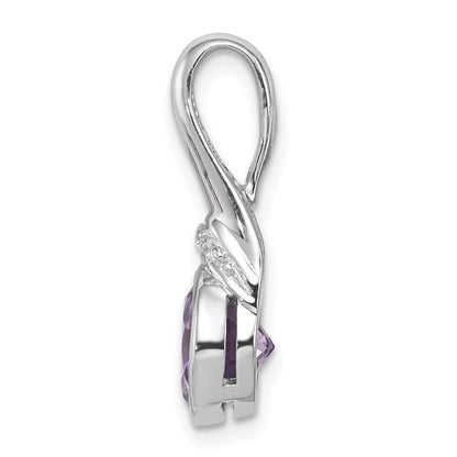 Sterlingsilber Rhodiniert Zirkonia und Amethyst Anhänger