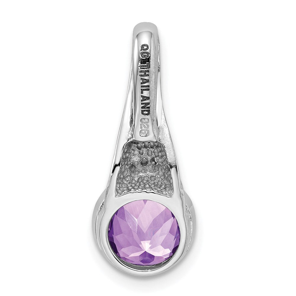 Sterlingsilber Rhodiniert Zirkonia und Amethyst Anhänger
