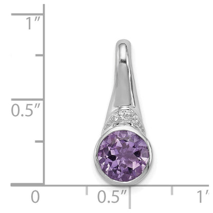 Sterlingsilber Rhodiniert Zirkonia und Amethyst Anhänger