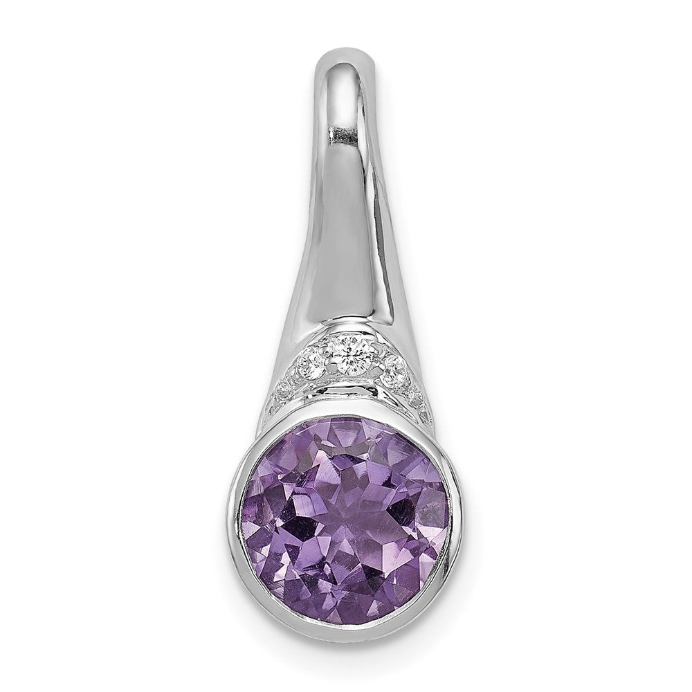 Sterlingsilber Rhodiniert Zirkonia und Amethyst Anhänger