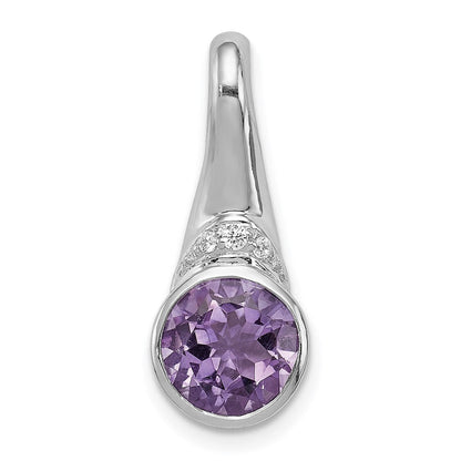 Sterlingsilber Rhodiniert Zirkonia und Amethyst Anhänger